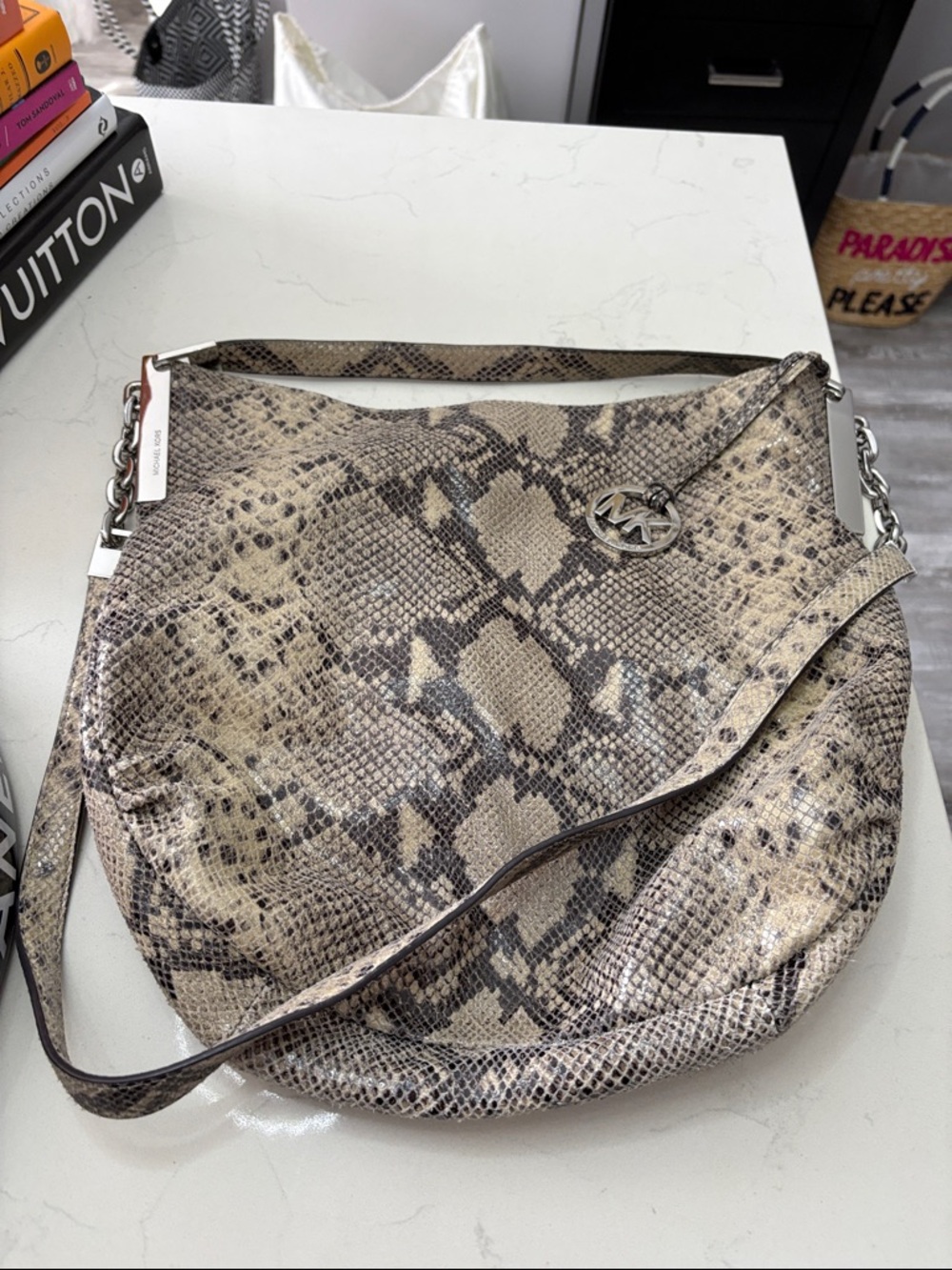 Rare Michael Kors Snake-Print Shoulder Bag/Crossbody with with Matching wallet - Picture 5 of 10